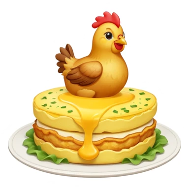 una gallina sopra a una frittata che dice goodmorning sticker