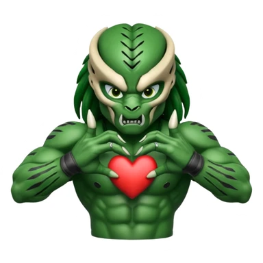 predator making heart sign with hands sticker