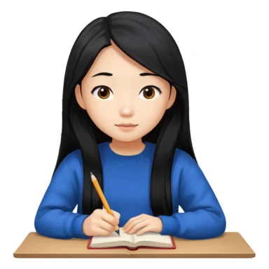 long hair, Asian girl, young adult, university sticker