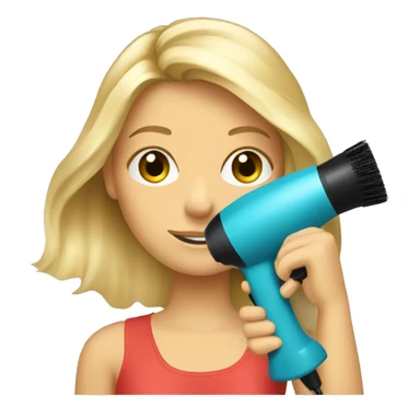 blonde girl holding a blow dryer and brush sticker