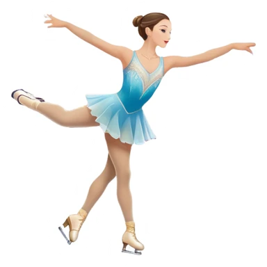 An colorful icon featuring a graceful figure skater performing a spin on the ice. The background includes a grand ice rink palace with shining spotlights and cheering spectators in the stands. Transparent background highlights the elegance and artistry of figure skating sticker
