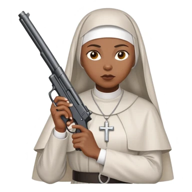 Black woman nun holding a gun sticker