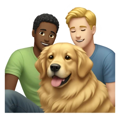 Gay couple with golden retriever  sticker