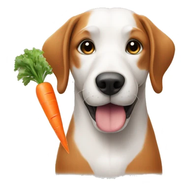Dog with carrot sticker