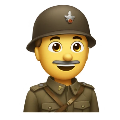 a saluting emoji with a brown german soldier cap sticker