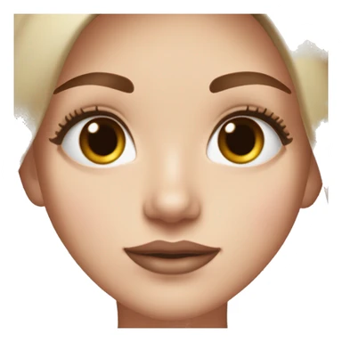 a white girl with dark brown milking brown straight hair middle part that’s short and ends the length on her shoulders with brown eyes and long eyelashes with lots of mascara on them and lipgloss on the lips plesse sticker