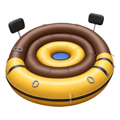 brown round shape inflatable boat with several black chairs around the perimeter sticker