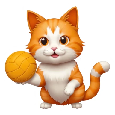Cat with food and volleyball  sticker