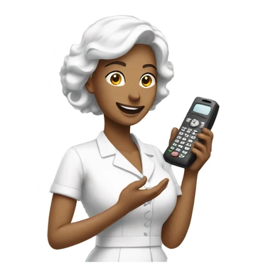 manager in white dress recieving telephone sticker