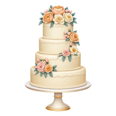 Romantic pastel wedding cake with warm-colored flowers sticker