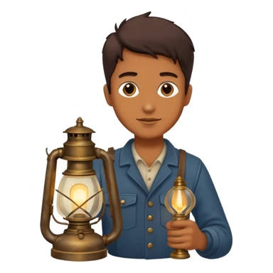 holding vintage gas lamp sticker