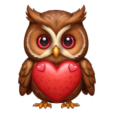Owl holding several hearts sticker