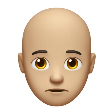 Very sad bald emoji with very big frown and big forehead sticker