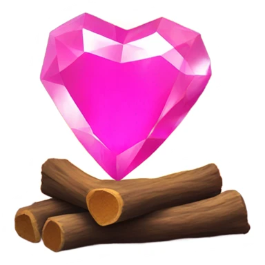 Pink Crystal heart in fireplace  sticker