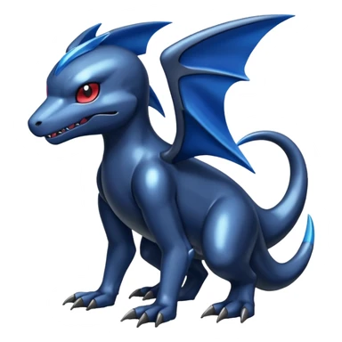 Dusky Glossy Oil-Sheen Blackened Blue Pokémon-Fakémon-Digimon-Creature, (full body) sticker