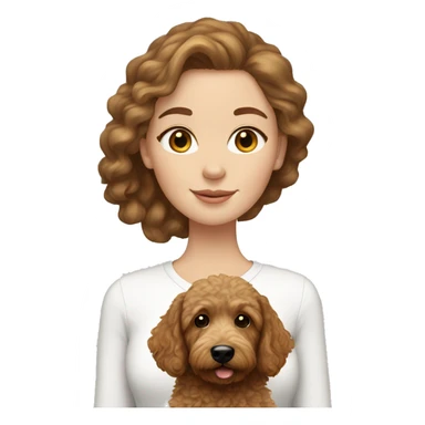 brown haired white girl with mini goldendoodle  sticker