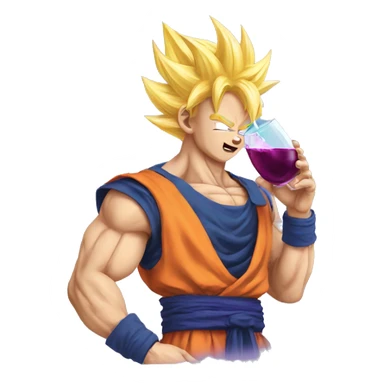 Super saiyan Goku drinking grape juice sticker
