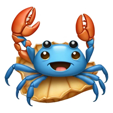 Crab holding a seashell sticker