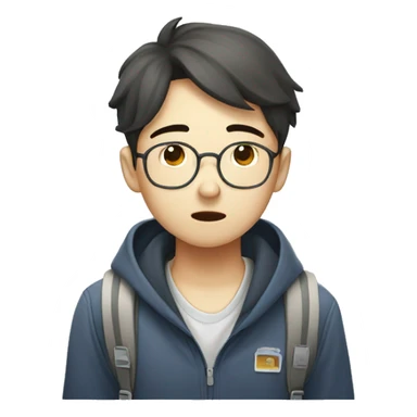 An exhausted korean student going to academy school after class  sticker