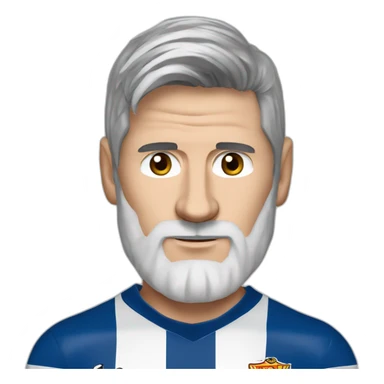 lionel messi gray-haired, long white beard, with a large mole on nose sticker