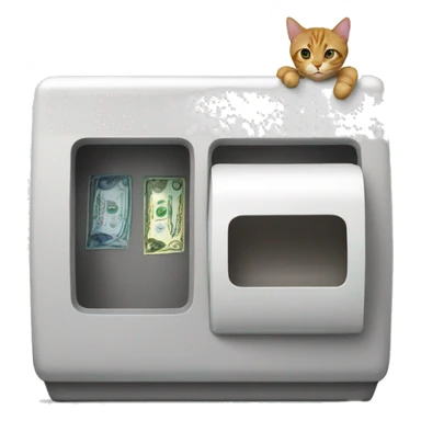 Bancomat with cat next to it sticker