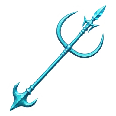 Cyan Poseidon's trident with glitter sticker