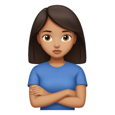 Tan girl dark hair crossing her arms with slight pout sticker