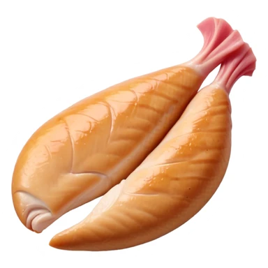 realistic chicken breast fillet, single, boneless, tapered, pale pink, smooth, glossy, moist, muscle grain, gentle curves, fresh, lean, flat or curved, no plate, packaging, or faces, clean 3D rendering, soft lighting, transparent background, emoji scale sticker