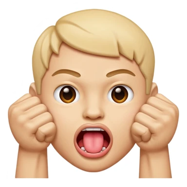 Tongue out face with two fists stacked on top of eachother below the face sticker