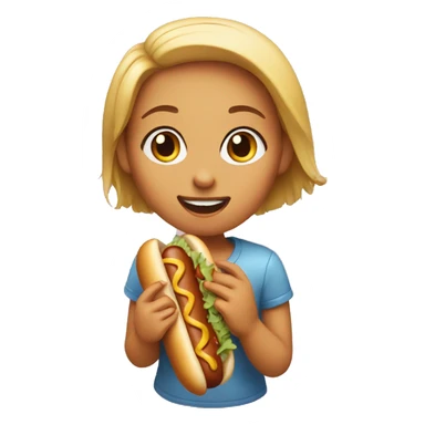 Girl eating Hot dog sticker