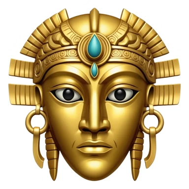 golden ceremonial Anunnaki mask, mask only, with empty eye sockets sticker