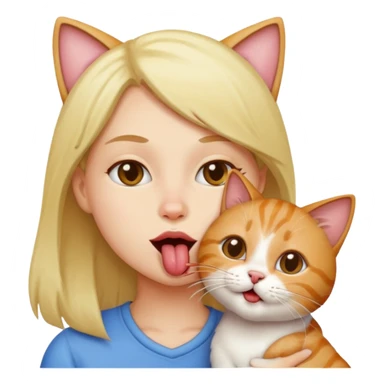 a person licking a cat sticker