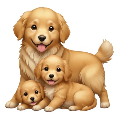 golden dog with its puppies sticker