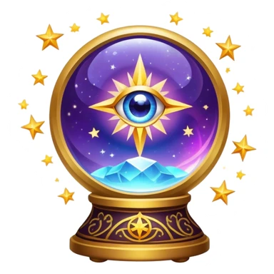 A vibrant, mystical icon symbolizing fortune telling and esotericism. Include elements like a crystal ball, tarot cards, stars, and mystical symbols with a glowing, ethereal feel. The design should be colorful, eye-catching, and evoke a sense of magic and mystery. sticker