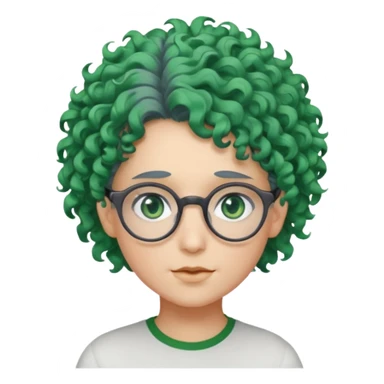 cabelo encaracolado, azul, óculos, olhos verdes, raça branca, penteado topo cabeça sticker