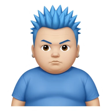 fat kid blue mohawk spiky hair sticker