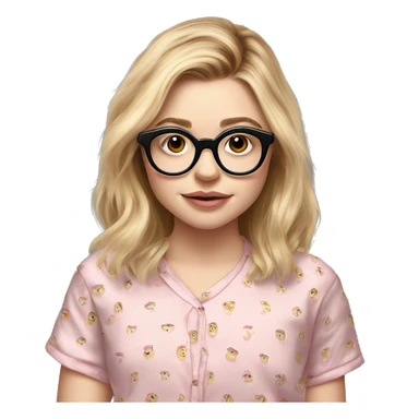 Chloe grace moretz, pijamas wearing round glasses sticker