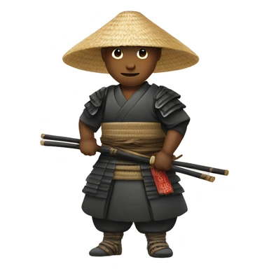 Samurai with straw hat sticker