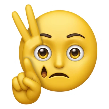 classic yellow emoji face holding up a peace sign with one hand, facial expression mostly sad with a hint of anger in the eyes or eyebrows sticker