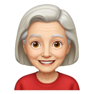 elderly woman with red shirt sticker