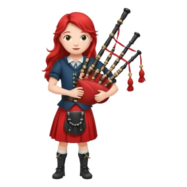 scotch girl playing bagpipe full body red skirt sticker