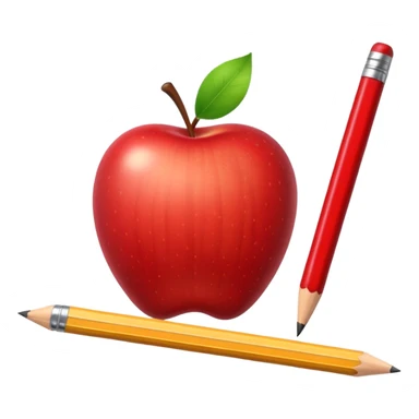 Pencil, ruler, and apple sticker