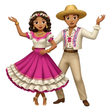Una mujer y un hombre bailando merengue vestidos con traje típico dominicano  sticker