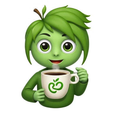 Cut the Rope's Om Nom cute from  in barista's suite with a cup of cofee sticker