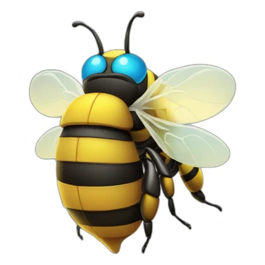 a bee with the cloud buster sowrd sticker