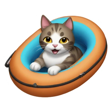 cat going tubing sticker