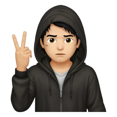 Moreno greñudo con capucha cuba la cara para el dedo del medio hombre pelo negro sticker