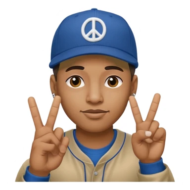 Hiphopper with baseball cap doing a peace sign with his fingers sticker