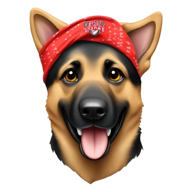 German Shepherd wearing an Ohio state bandana around its neck sticker