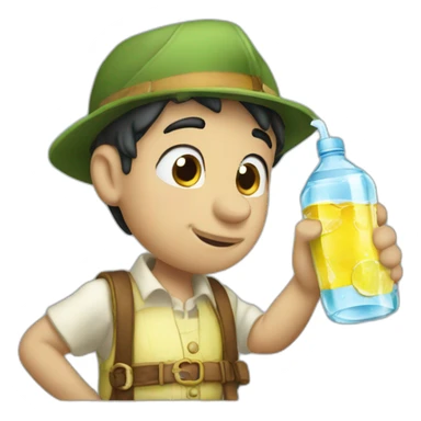 Pinocchio drinks mineral water sticker